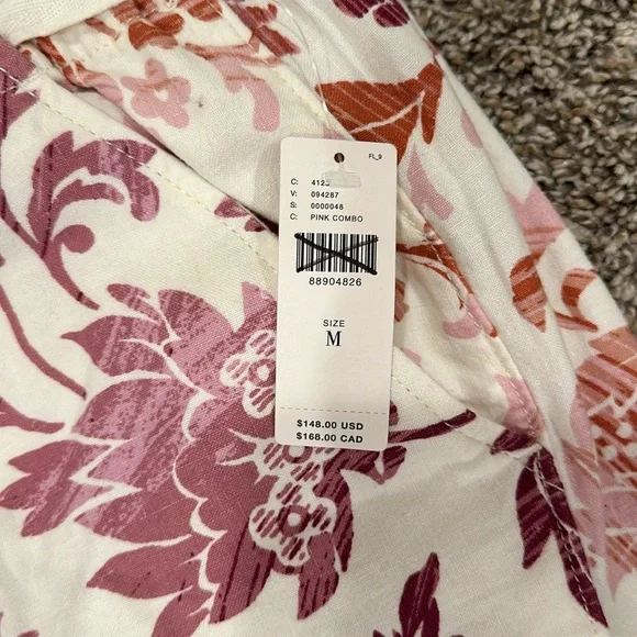 Anthropologie Pilcro Linen Floral Print Cargo Pants Pink Combo • Medium • NWT - Picture 9 of 9